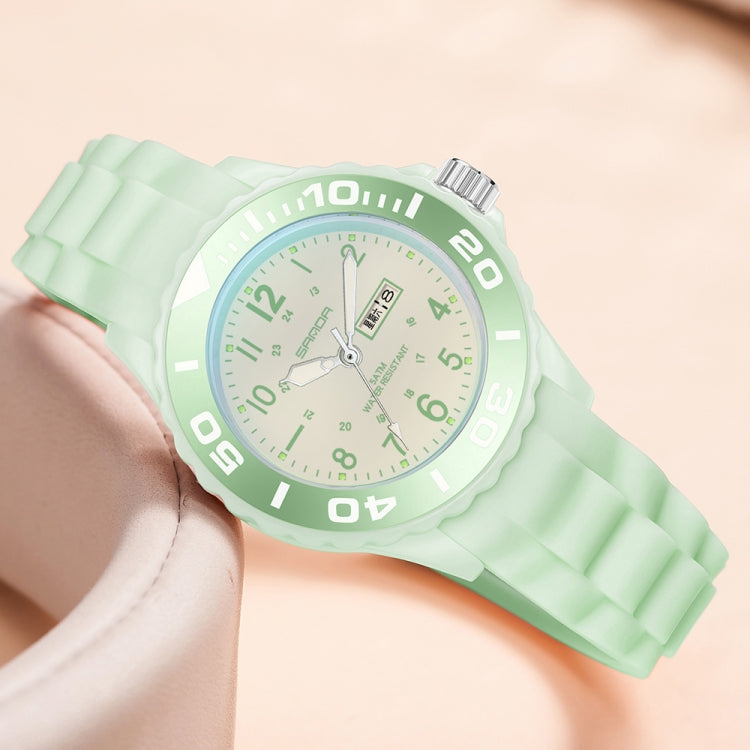 SANDA 1053 Womens TPU Strap Dual Display Waterproof Electronic Watch(Sakura Powder) - Silicone Strap Watches by SANDA | Online Shopping UK | buy2fix