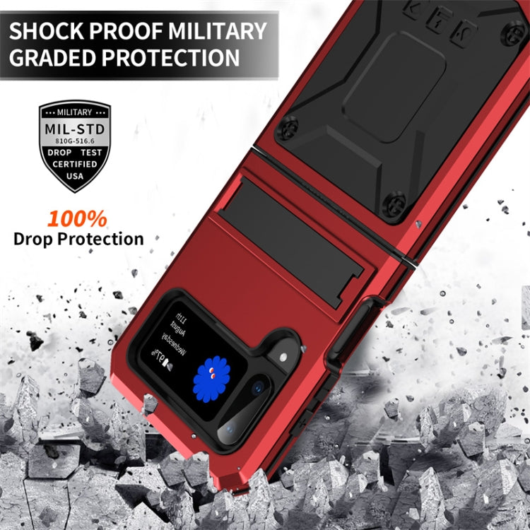 For Samsung Galaxy Z Flip4 Metal Shock-proof Phone Case With Holder(Red) - Galaxy Z Flip4 5G Cases by buy2fix | Online Shopping UK | buy2fix