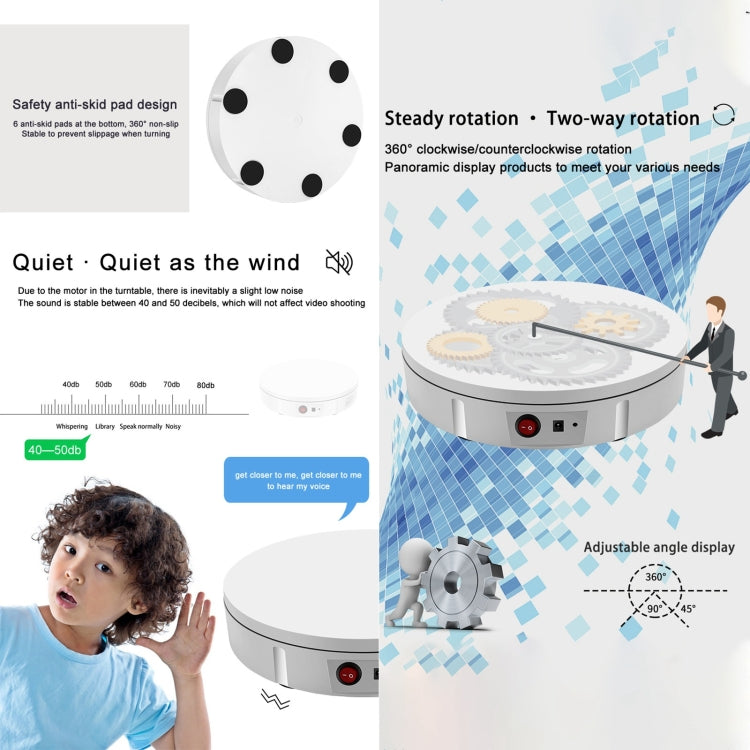 60cm Charging Rotating Display Stand Video Shooting Turntable, Load: 100kg, Power Plug:EU Plug(White) - Camera Accessories by buy2fix | Online Shopping UK | buy2fix