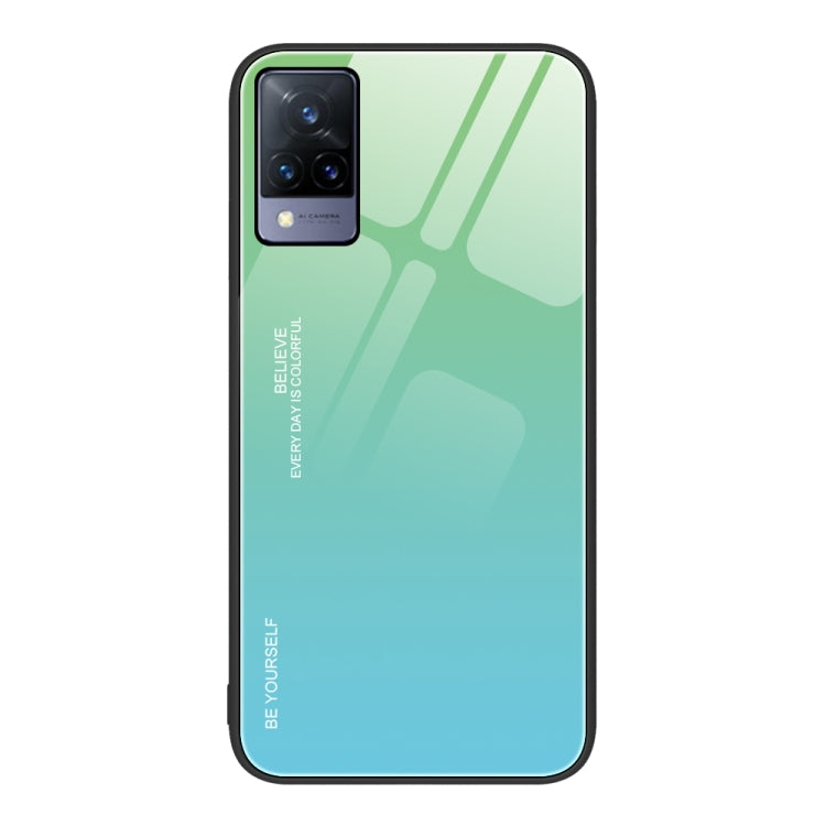 For vivo V21 Gradient Color Glass Case(Green Cyan) - OPPO & vivo Accessories by buy2fix | Online Shopping UK | buy2fix