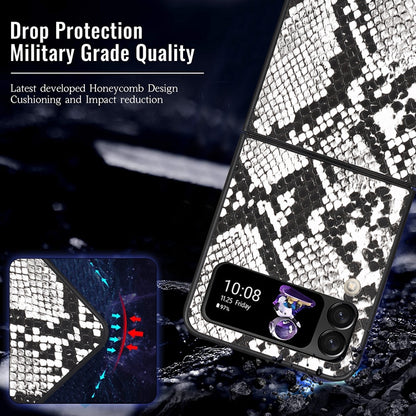For Samsung Galaxy Z Flip4 Leather Shockproof Protective Phone Case(Snake Texture) - Samsung Accessories by buy2fix | Online Shopping UK | buy2fix
