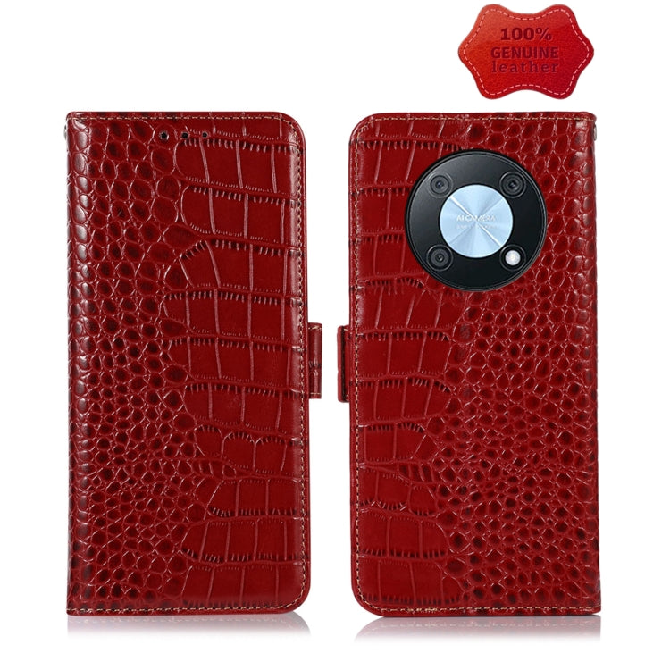 For Huawei Nova Y90/Enjoy 50 Pro Crocodile Top Layer Cowhide Leather Phone Case(Red) - Huawei Cases by buy2fix | Online Shopping UK | buy2fix