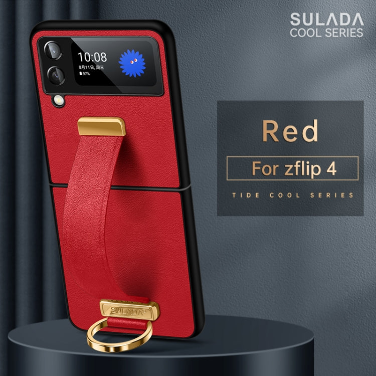 For Samsung Galaxy Z Flip4 SULADA Cool Series PC + Leather Texture Skin Feel Shockproof Phone Case(Red) - Galaxy Z Flip4 5G Cases by SULADA | Online Shopping UK | buy2fix