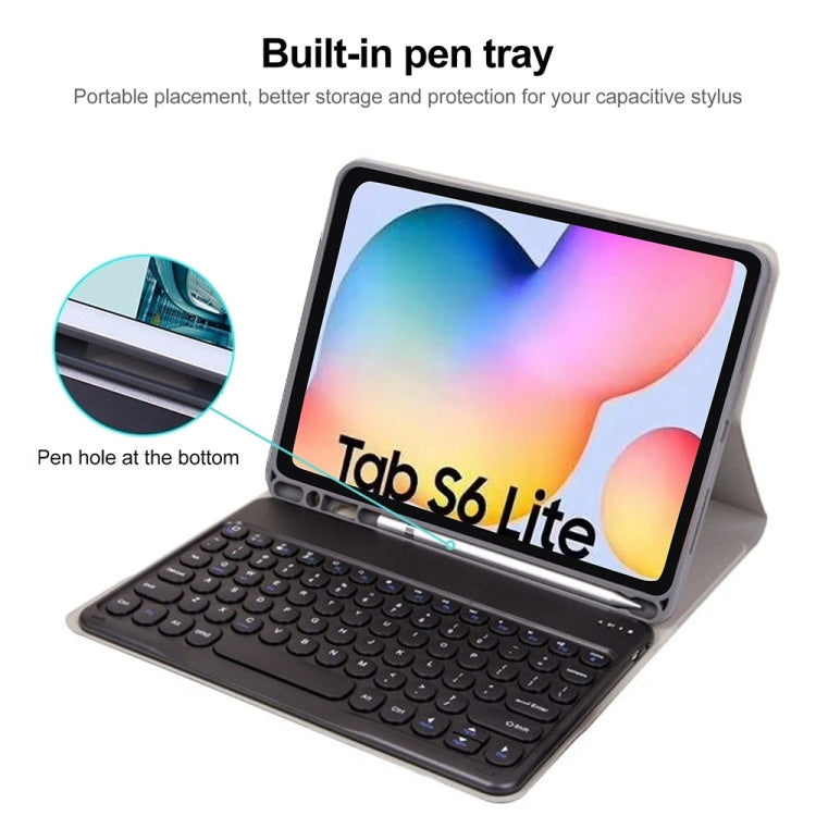 Round Cap Bluetooth Keyboard Leather Case with Pen Slot, without Touchpad For Samsung Galaxy Tab A7 10.4 2020(Rose Gold+White Keyboard) - Samsung Keyboard by buy2fix | Online Shopping UK | buy2fix