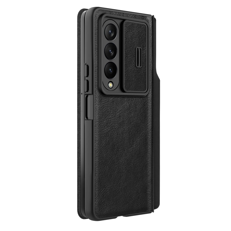 For Samsung Galaxy Z Fold4 5G NILLKIN QIN Series Pro Sliding Camera Cover Design Leather Phone Case(Black) - Galaxy Z Fold4 5G Cases by NILLKIN | Online Shopping UK | buy2fix