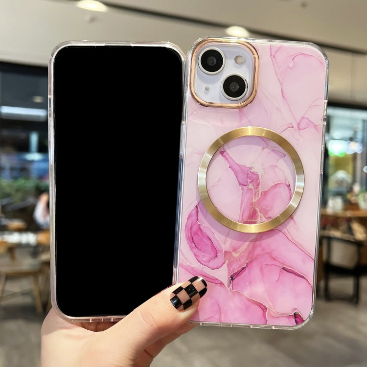 For iPhone 12 Gilt Marble Magsafe Phone Case(Pink) - iPhone 12 / 12 Pro Cases by buy2fix | Online Shopping UK | buy2fix