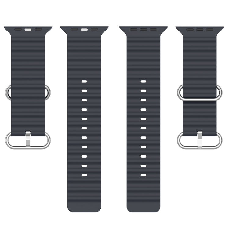 Ocean Silicone Watch Band For Apple Watch Ultra 49mm / Series 8&7 45mm / SE 2&6&SE&5&4 44mm (Midnight) - Smart Wear by buy2fix | Online Shopping UK | buy2fix