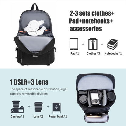 CADeN D30 Detachable Dual Uses Professional SLR Camera Backpack Shockproof Bags(Black) - Camera Accessories by CADeN | Online Shopping UK | buy2fix