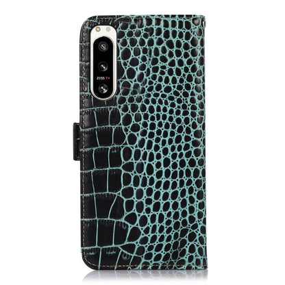 For Sony Xperia 5 IV Crocodile Top Layer Cowhide Leather Phone Case(Green) - Sony Cases by buy2fix | Online Shopping UK | buy2fix