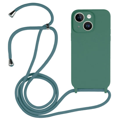 For iPhone 14 Crossbody Lanyard Liquid Silicone Case(Emerald Green) - iPhone 14 Cases by buy2fix | Online Shopping UK | buy2fix
