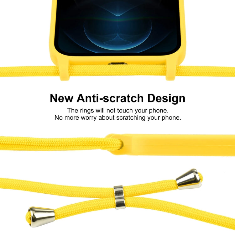 For iPhone 12 Pro Max Crossbody Lanyard Liquid Silicone Case(Yellow) - iPhone 12 Pro Max Cases by buy2fix | Online Shopping UK | buy2fix