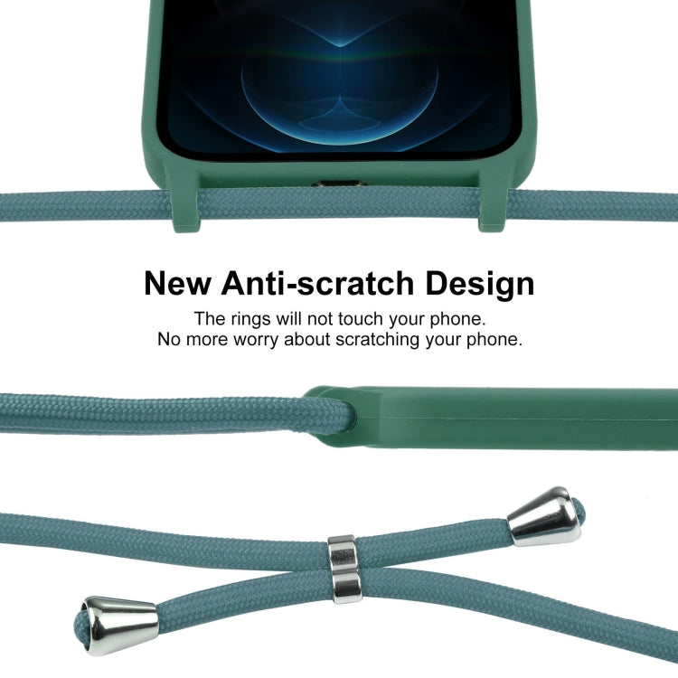 For iPhone 12 Pro Max Crossbody Lanyard Liquid Silicone Case(Emerald Green) - iPhone 12 Pro Max Cases by buy2fix | Online Shopping UK | buy2fix