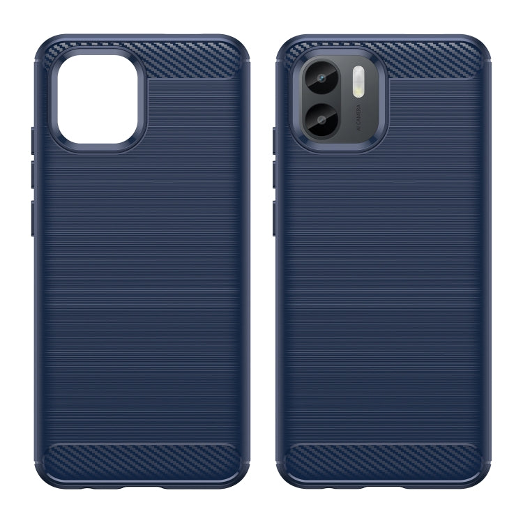 For Xiaomi Redmi A1 Brushed Texture Carbon Fiber TPU Phone Case(Blue) - Xiaomi Cases by buy2fix | Online Shopping UK | buy2fix