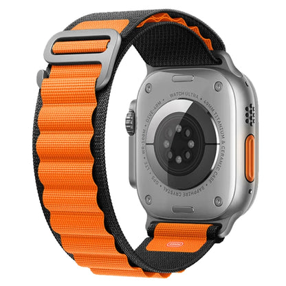For Apple Watch Ultra 49mm Nylon Watch Band (Black+Orange) - Smart Wear by buy2fix | Online Shopping UK | buy2fix