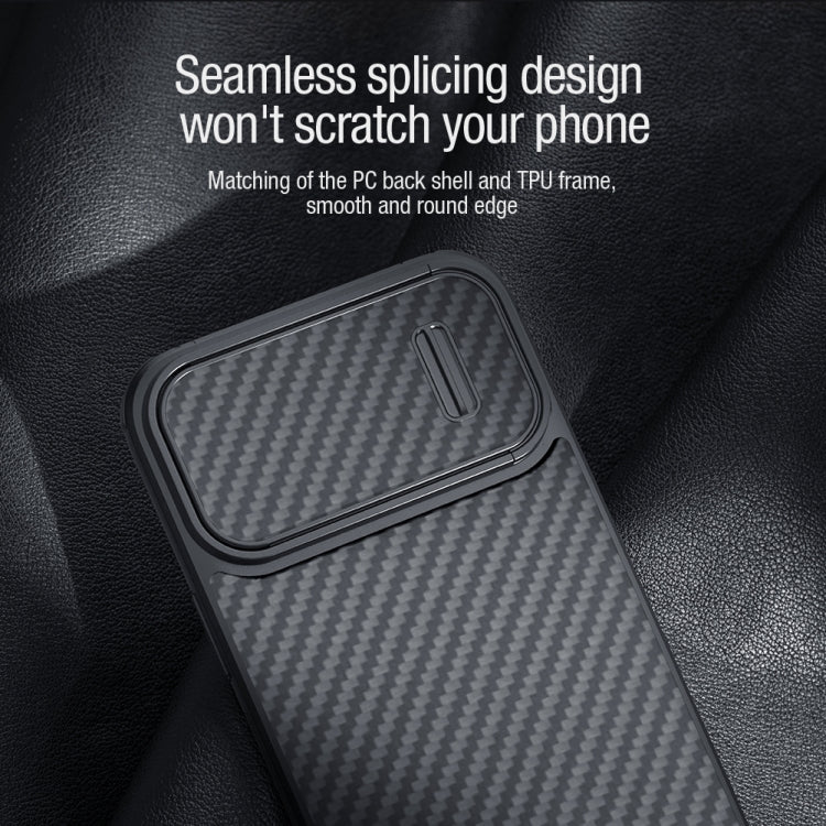 For iPhone 14 NILLKIN Synthetic Fiber Camshield Magnetic Phone Case(Black) - iPhone 14 Cases by NILLKIN | Online Shopping UK | buy2fix