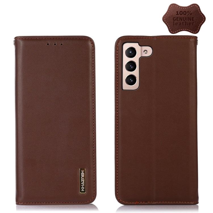 For Samsung Galaxy S23 5G KHAZNEH Nappa Top Layer Cowhide Leather Phone Case(Brown) - Galaxy S23 5G Cases by buy2fix | Online Shopping UK | buy2fix