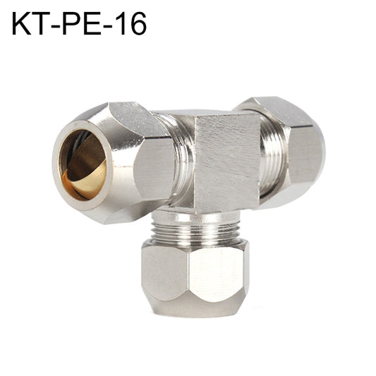 KT-PE-16 LAIZE Nickel Plated Copper T Type Tee Pneumatic Quick Fitting Copper Pipe Connector -  by LAIZE | Online Shopping UK | buy2fix