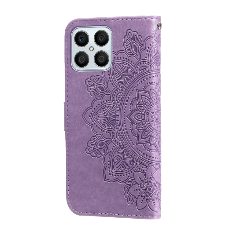 For Honor X8 5G / X6 7-petal Flowers Embossing Leather Phone Case(Light Purple) - Honor Cases by buy2fix | Online Shopping UK | buy2fix