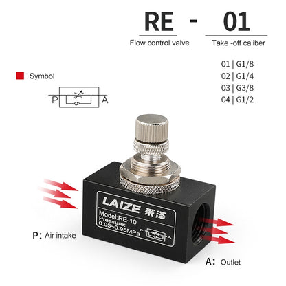LAIZE Pneumatic Speed Regulating One-way Throttle Valve, Specification:RE-06 DN06mm -  by LAIZE | Online Shopping UK | buy2fix