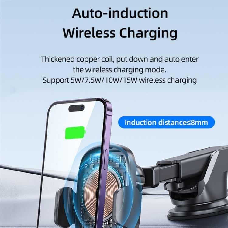 USAMS US-CD187 15W Car Colorful Light Mechanical Wireless Charging Holder - In Car by USAMS | Online Shopping UK | buy2fix