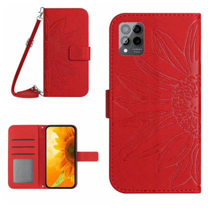 For T-Mobile Revvl 6 Pro 5G Skin Feel Sun Flower Pattern Flip Leather Phone Case with Lanyard(Red) - More Brand by buy2fix | Online Shopping UK | buy2fix