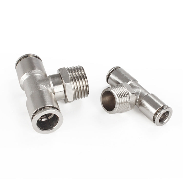 PB12-04 LAIZE Nickel Plated Copper Male Tee Branch Pneumatic Quick Connector -  by LAIZE | Online Shopping UK | buy2fix