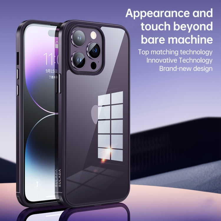 For iPhone 14 SULADA Metal Frame + Nano Glass + TPU Phone Case(Silver) - iPhone 14 Cases by SULADA | Online Shopping UK | buy2fix