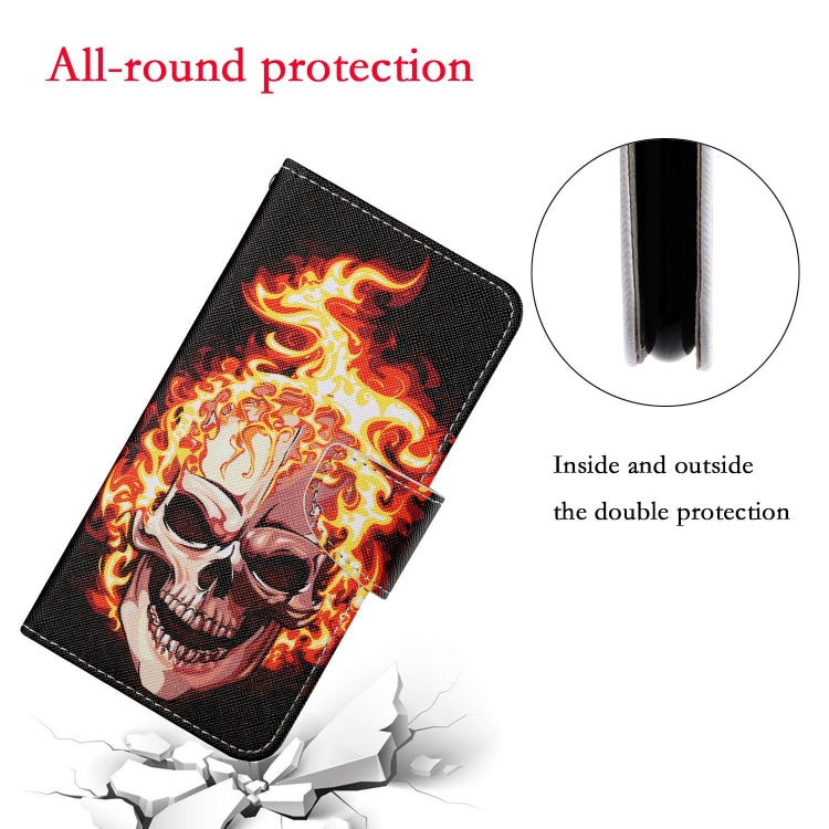 For Xiaomi Redmi A1 Colored Drawing Pattern Leather Phone Case(Flame Skull) - Xiaomi Cases by buy2fix | Online Shopping UK | buy2fix