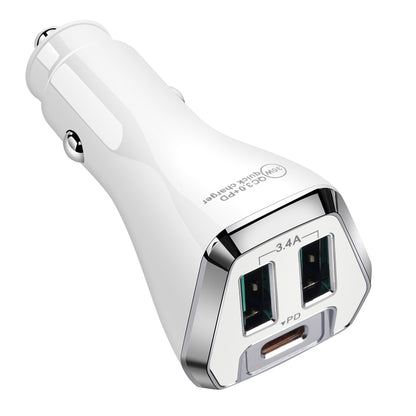 ACC-320PD 35W Dual USB+USB-C/Type-C Fast Charge Car Charger(White) - In Car by buy2fix | Online Shopping UK | buy2fix