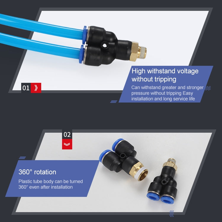 PX12-04 LAIZE Plastic Y-type Tee Male Thread Pneumatic Quick Connector - Interface Series by LAIZE | Online Shopping UK | buy2fix