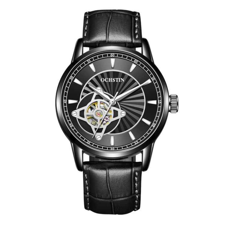 OCHSTIN 62001C Master Series Hollow Mechanical Men Watch(Black) - Leather Strap Watches by OCHSTIN | Online Shopping UK | buy2fix