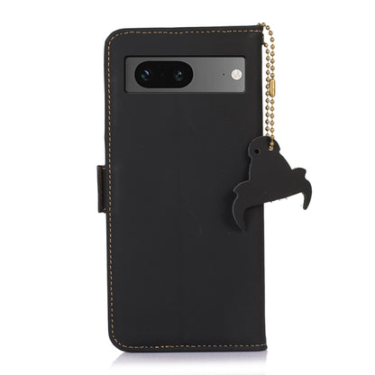 For Google Pixel 7 Genuine Leather Magnetic RFID Leather Phone Case(Black) - Google Cases by buy2fix | Online Shopping UK | buy2fix