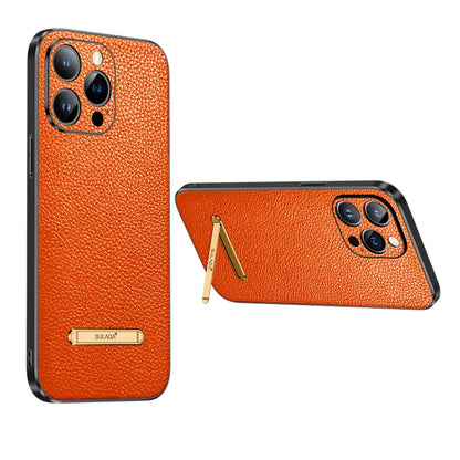 For iPhone 14 Pro Max SULADA Invisible Bracket Leather Back Cover Phone Case(Orange) - iPhone 14 Pro Max Cases by SULADA | Online Shopping UK | buy2fix