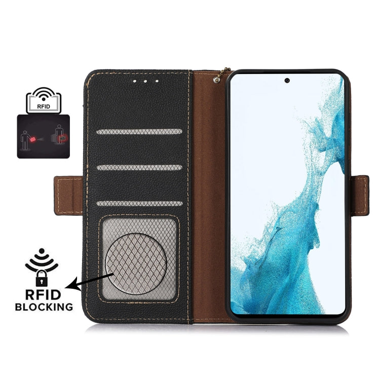 For Nokia X30 5G Side-Magnetic TJ Genuine Leather RFID Phone Case(Black) - Nokia Cases by buy2fix | Online Shopping UK | buy2fix