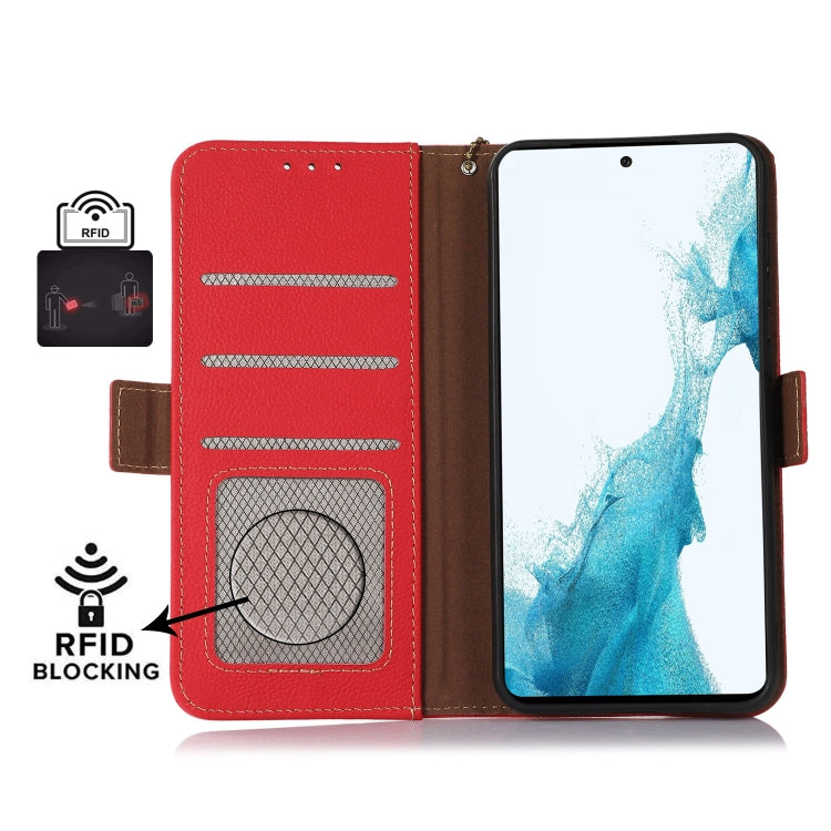 For Nokia X30 5G Side-Magnetic TJ Genuine Leather RFID Phone Case(Red) - Nokia Cases by buy2fix | Online Shopping UK | buy2fix
