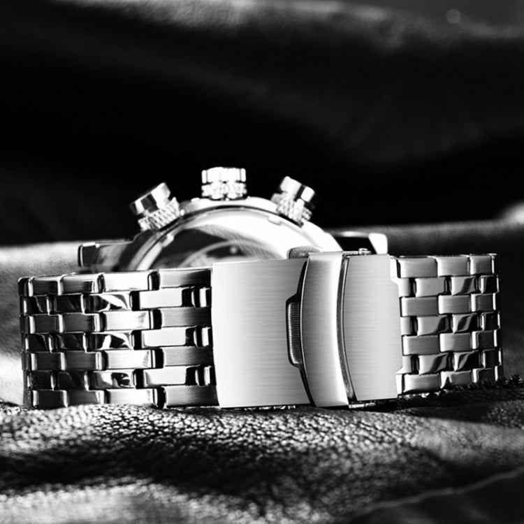 OCHSTIN 7254 Fashion Steel Strap Multifunctional Quartz Men Watch(Black Orange) - Metal Strap Watches by OCHSTIN | Online Shopping UK | buy2fix