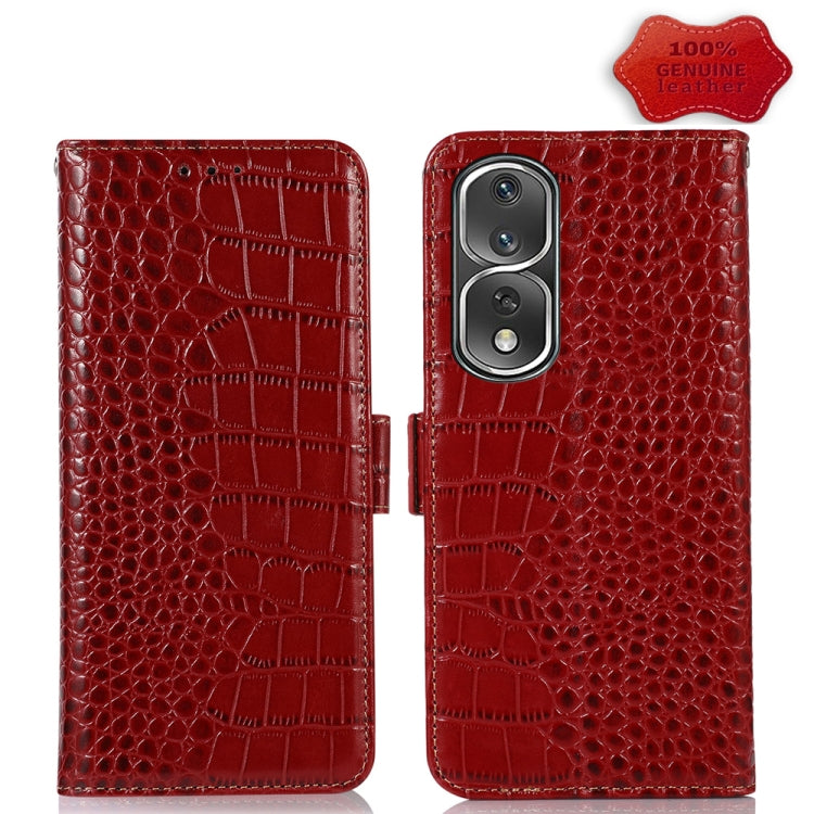 For Honor 80 Pro Crocodile Top Layer Cowhide Leather Phone Case(Red) - Honor Cases by buy2fix | Online Shopping UK | buy2fix