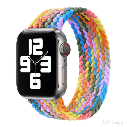 Nylon Single-turn Braided Watch Band For Apple Watch Ultra 49mm / Series 8&7 45mm / SE 2&6&SE&5&4 44mm / 3&2&1 42mm, Length:135mm(Beat Purple) - Watch Bands by buy2fix | Online Shopping UK | buy2fix