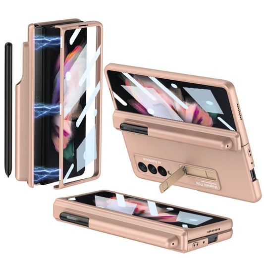 For Samsung Galaxy Z Fold3 5G GKK Full Coverage Magnetic Fold Hinge Shockproof Phone Case with Pen Slots(Gold) - Galaxy Phone Cases by GKK | Online Shopping UK | buy2fix