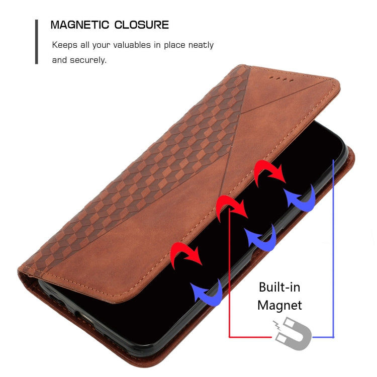 For Xiaomi 13 Diamond Splicing Skin Feel Magnetic Leather Phone Case(Brown) - 13 Cases by buy2fix | Online Shopping UK | buy2fix