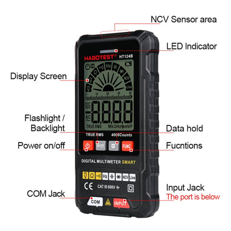 HABOTEST HT124B Mini Digital Display High-precision Multimeter - Digital Multimeter by HABOTEST | Online Shopping UK | buy2fix