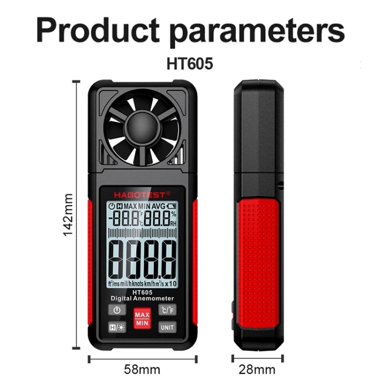 HABOTEST HT605 Portable Intelligent Digital Display Handheld Wind Speed Tester - Consumer Electronics by buy2fix | Online Shopping UK | buy2fix