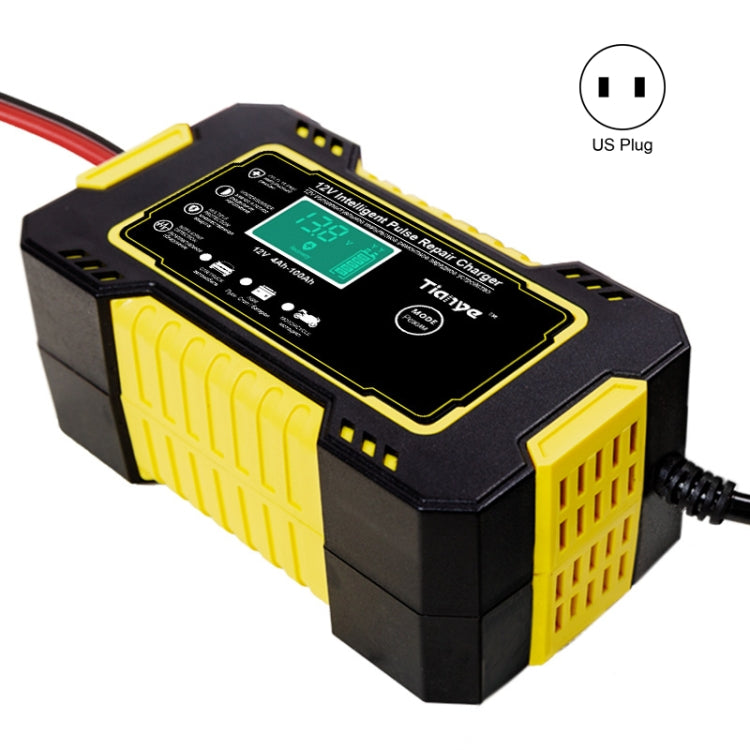 Motorcycle / Car Battery Smart Charger with LCD Creen, Plug Type:US Plug(Yellow) - In Car by buy2fix | Online Shopping UK | buy2fix
