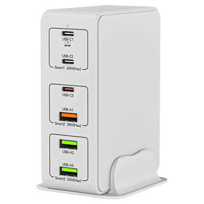 818H 120W Type-C + USB 6-Ports Desktop Fast Charger, Plug Type:US Plug(White) - Multifunction Charger by buy2fix | Online Shopping UK | buy2fix