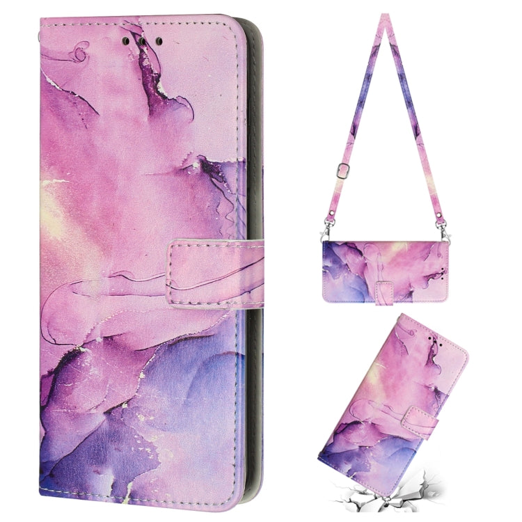 For Xiaomi Redmi Note 12 Global / Poco X5 5G Crossbody Painted Marble Pattern Leather Phone Case(Purple) - Note 12 Cases by buy2fix | Online Shopping UK | buy2fix