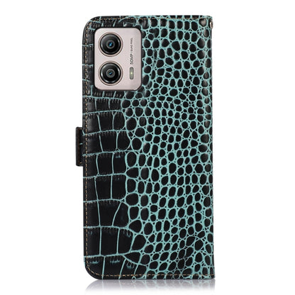 For Motorola Moto G53 5G Crocodile Top Layer Cowhide RFID Leather Phone Case(Green) - Motorola Cases by buy2fix | Online Shopping UK | buy2fix