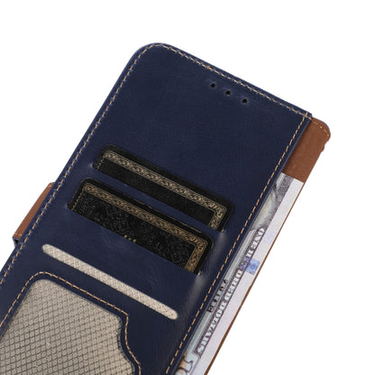 For Motorola Moto E13 4G 2023 Crazy Horse Top Layer Cowhide RFID Leather Phone Case(Blue) - Motorola Cases by buy2fix | Online Shopping UK | buy2fix