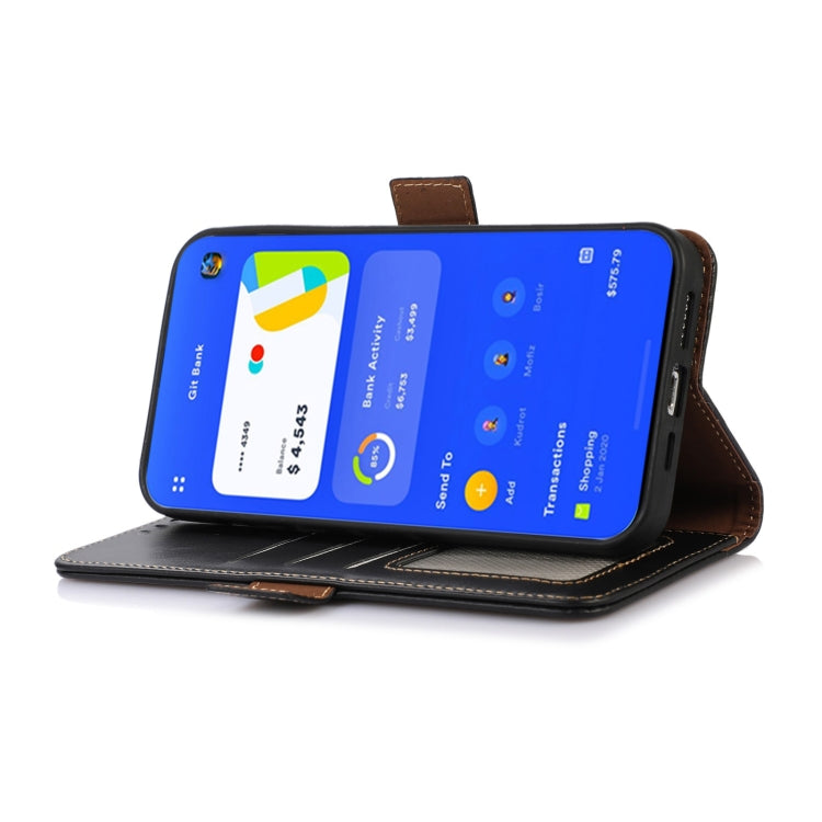 For Motorola Moto G53 5G Crazy Horse Top Layer Cowhide RFID Leather Phone Case(Black) - Motorola Cases by buy2fix | Online Shopping UK | buy2fix