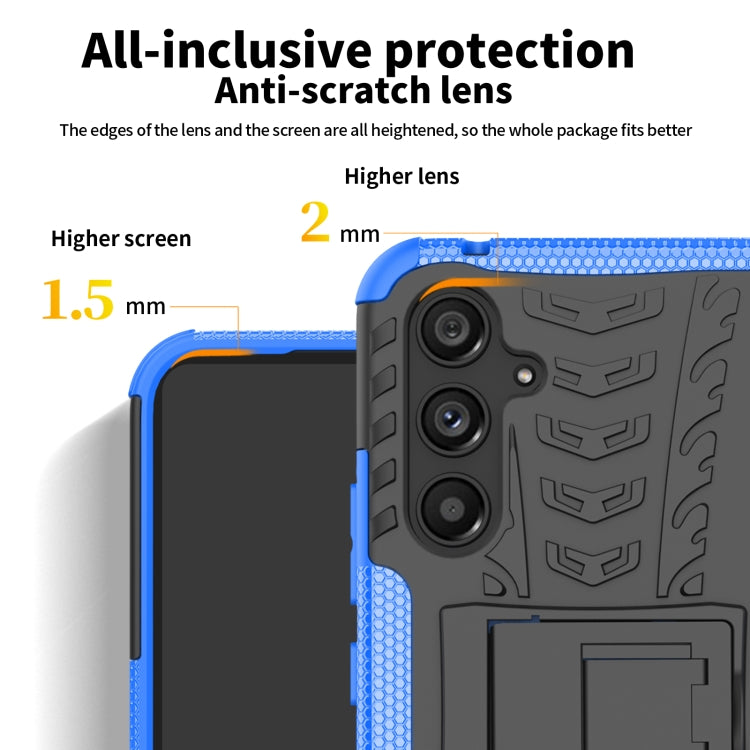 For Samsung Galaxy A54 5G Tire Texture TPU + PC Phone Case with Holder(Black) - Galaxy Phone Cases by buy2fix | Online Shopping UK | buy2fix