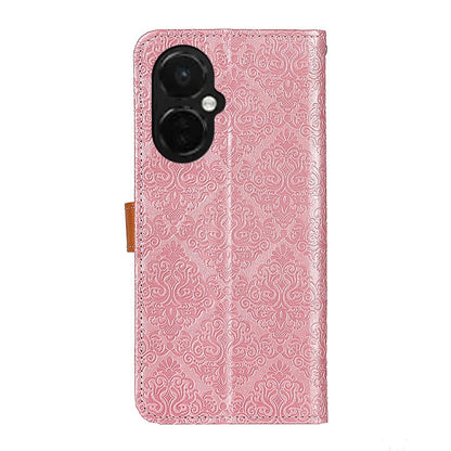 For OnePlus Nord CE 3 Lite European Floral Embossed Flip Leather Phone Case(Pink) - OnePlus Cases by buy2fix | Online Shopping UK | buy2fix